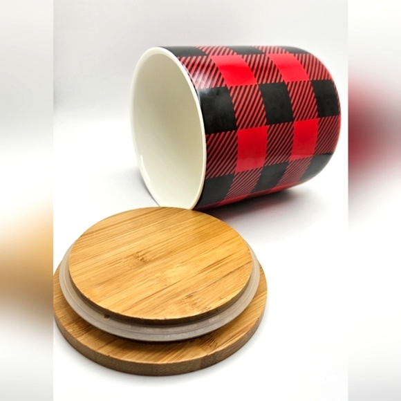 3 Piece Lot Buffalo Plaid Oven Mitt Pot Holder Canister Christmas - Picture 2 of 11